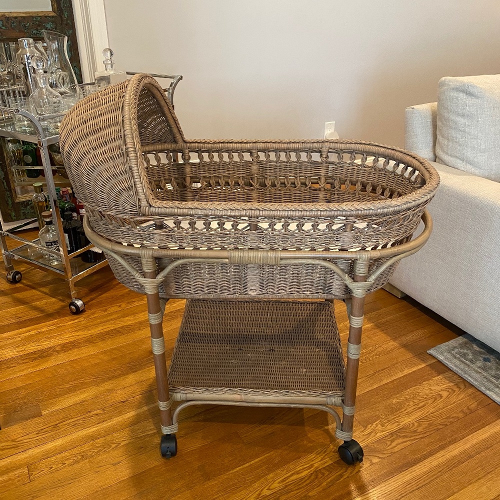 Pottery Barn Kids Wicker Bassinet with removable Moses Basket